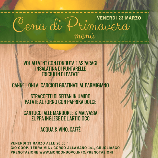 Menù Cena di Primavera 2018